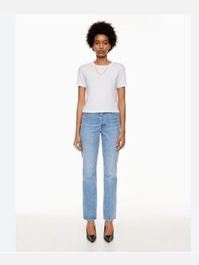 Aritzia Denim Forum Arlo High Rise Straight Leg Jeans Light Wash 25 X 28L